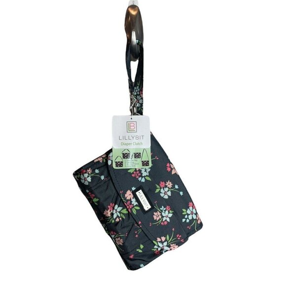 NWT Lillybit by Demdaco Diaper Clutch Bag Tote Purse Changing Pad Gray Pink - Picture 1 of 9